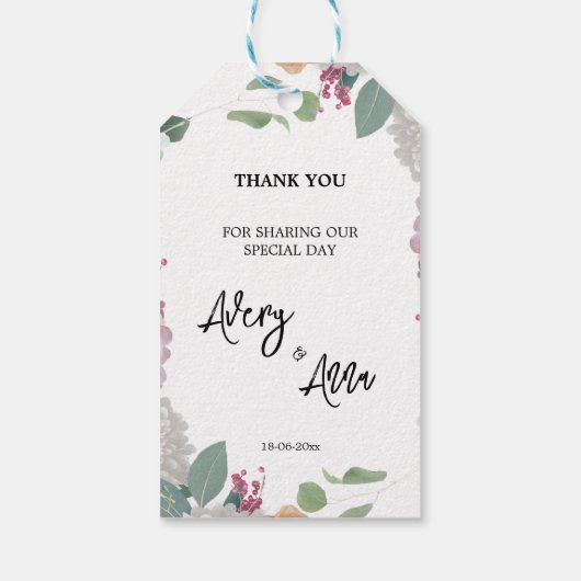 Bloemen bruiloft thema cadeaulabel (Achterkant)