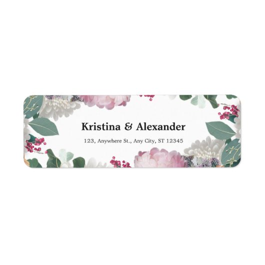 Bloemen bruiloft thema etiket (Voorkant)