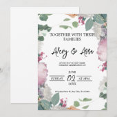 Bloemen bruiloft thema kaart (Voorkant / Achterkant)