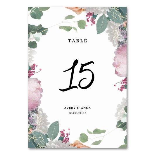 Bloemen bruiloft thema kaart (Voorkant)