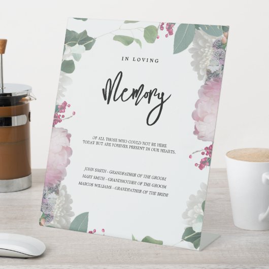 Bloemen bruiloft thema reclamebord met voetstuk (Insitu)