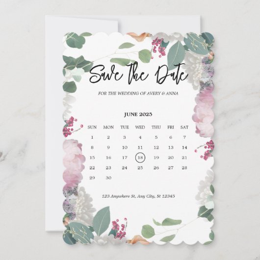Bloemen bruiloft thema save the date (Voorkant)
