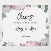 Bloemen bruiloft thema sparkling wijnetiket (Enkel label)