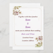 Bloemen  bruiloft uitnodiging (Voorkant / Achterkant)