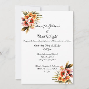 Bloemen bruiloft uitnodiging, 5x7" kaart