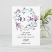 Bloemen bruiloft uitnodiging. Blauwe en paarse uit Kaart (Staand voorkant)