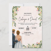 Bloemen Bruiloft Uitnodiging | Elegant Aquarel (Voorkant)