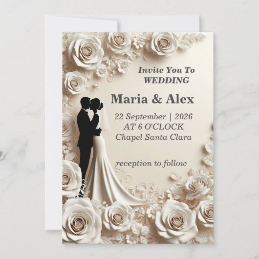 💍 Bloemen Bruiloft Uitnodiging Elegant Romantisch (Voorkant)