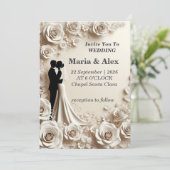 💍 Bloemen Bruiloft Uitnodiging Elegant Romantisch (Staand voorkant)