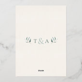 Bloemen bruiloft uitnodiging met folie detail (Achterkant)