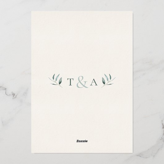 Bloemen bruiloft uitnodiging met folie detail (Achterkant)