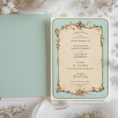  Bloemen bruiloft uitnodiging met Mint Accent