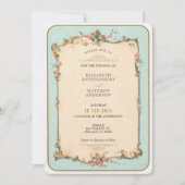  Bloemen bruiloft uitnodiging met Mint Accent (Voorkant)