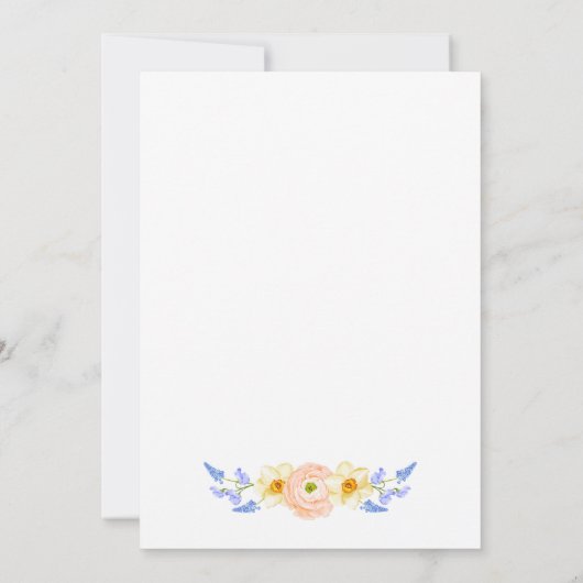 Bloemen bruiloft uitnodiging met pastel bloemen (Achterkant)