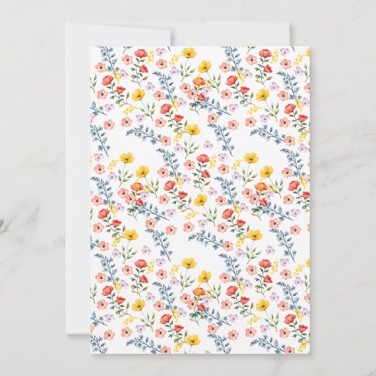 Bloemen bruiloft uitnodiging met Waterverf bloemen (Achterkant)