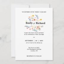 Bloemen bruiloft uitnodiging met Waterverf bloemen