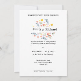 Bloemen bruiloft uitnodiging met Waterverf bloemen