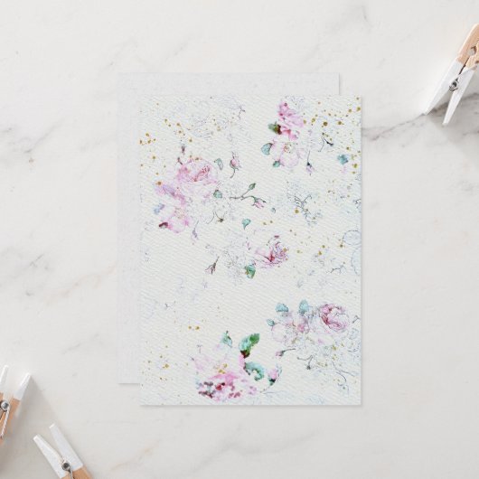 Bloemen bruiloft uitnodiging op Waterverf papier T (Voorkant / Achterkant in situ)