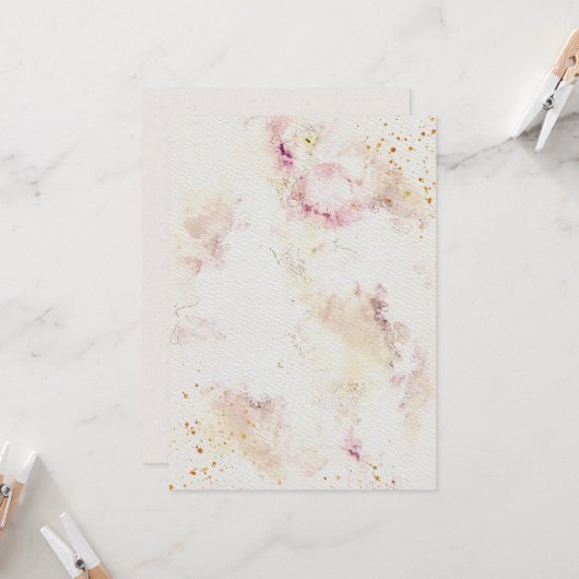 Bloemen bruiloft uitnodiging op Waterverf papier T (Voorkant / Achterkant in situ)