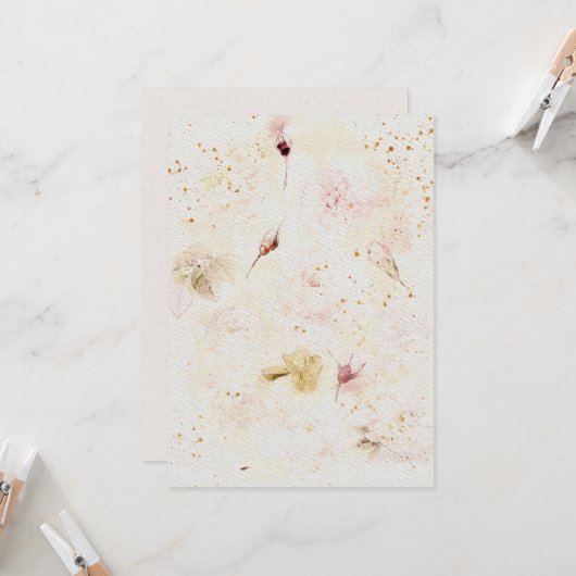 Bloemen bruiloft uitnodiging op Waterverf papier T (Voorkant / Achterkant in situ)