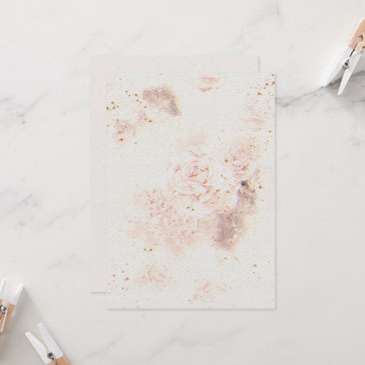 Bloemen bruiloft uitnodiging op Waterverf papier T (Voorkant / Achterkant in situ)