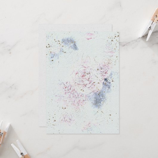 Bloemen bruiloft uitnodiging op Waterverf papier T (Voorkant / Achterkant in situ)