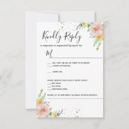 Bloemen bruiloft uitnodiging RSVP kaart goud schem
