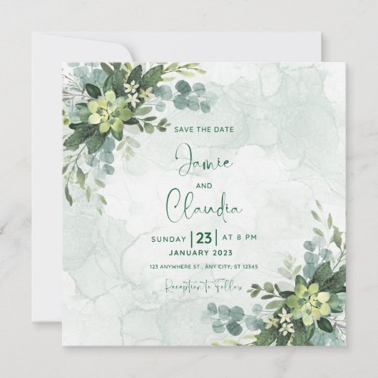 Bloemen bruiloft uitnodiging Save The Date (Voorkant)