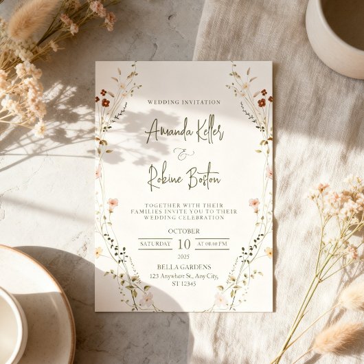 Bloemen Bruiloft Uitnodiging Template – Elegant