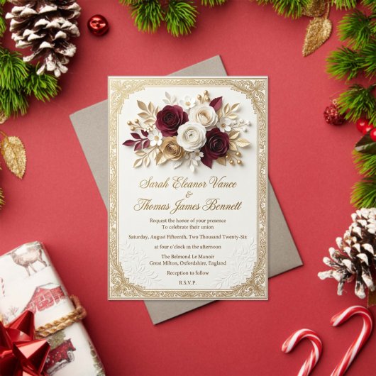 Bloemen Bruiloft Uitnodiging Template | Rustieke B (Insity (Feestdagen))