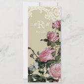 Bloemen bruiloft uitnodiging - Trellis Roos Vintag (Achterkant)