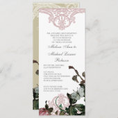 Bloemen bruiloft uitnodiging - Trellis Roos Vintag (Voorkant / Achterkant)