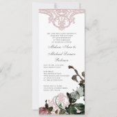 Bloemen bruiloft uitnodiging - Trellis Roos Vintag (Voorkant)