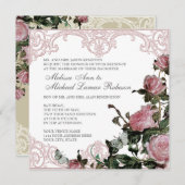 Bloemen bruiloft uitnodiging - Trellis Roos Vintag (Voorkant / Achterkant)