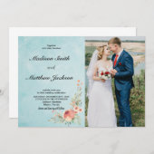 Bloemen bruiloft uitnodigingen met foto (Voorkant / Achterkant)