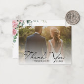 Bloemen bruiloft vervaagde foto budget Dank u Notitiekaartje (Voorkant / Achterkant in situ)