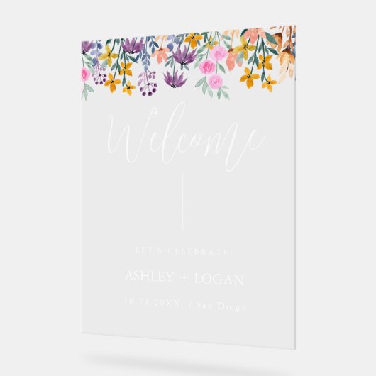 Bloemen bruiloft Welkom acryl teken Acryl Bord (Hoek)