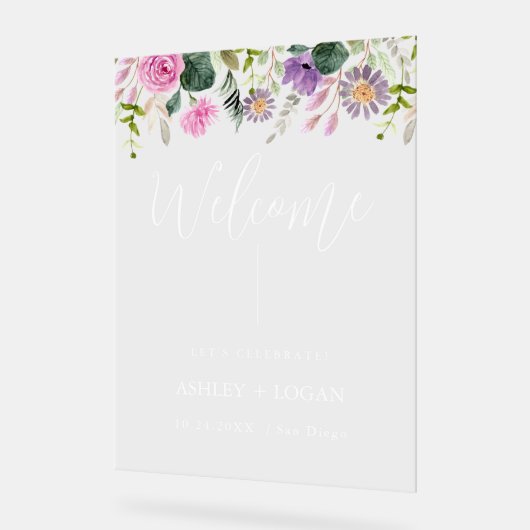 Bloemen bruiloft Welkom acryl teken Acryl Bord (Hoek)