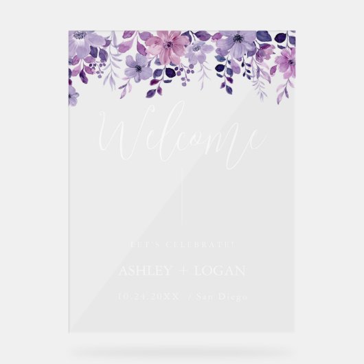Bloemen bruiloft Welkom acryl teken Acryl Bord (Voorkant)
