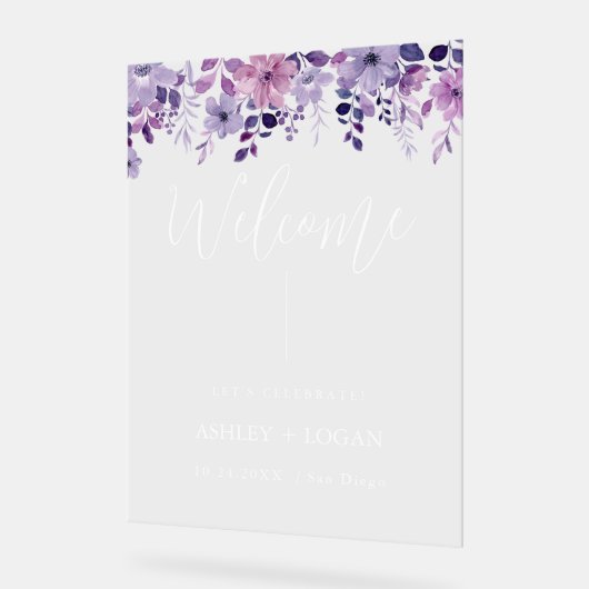 Bloemen bruiloft Welkom acryl teken Acryl Bord (Hoek)