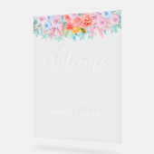 Bloemen bruiloft Welkom acryl teken Bord (Hoek)
