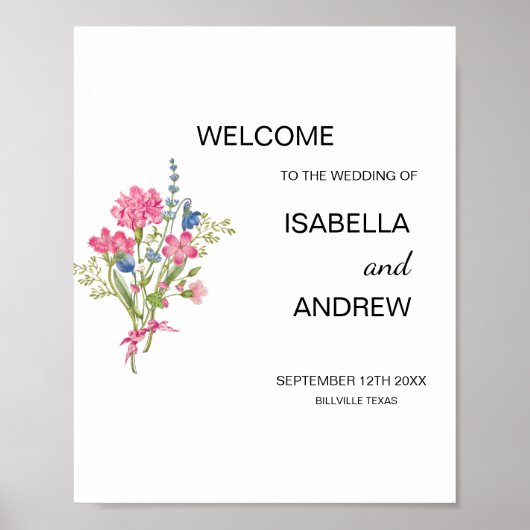 Bloemen bruiloft Welkom Wildflower bruiloft Poster (Voorkant)