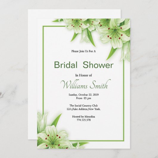 Bloemen Bruilofts Bruiloft Uitnodigingskaart Sjabl Kaart (Voorkant / Achterkant)