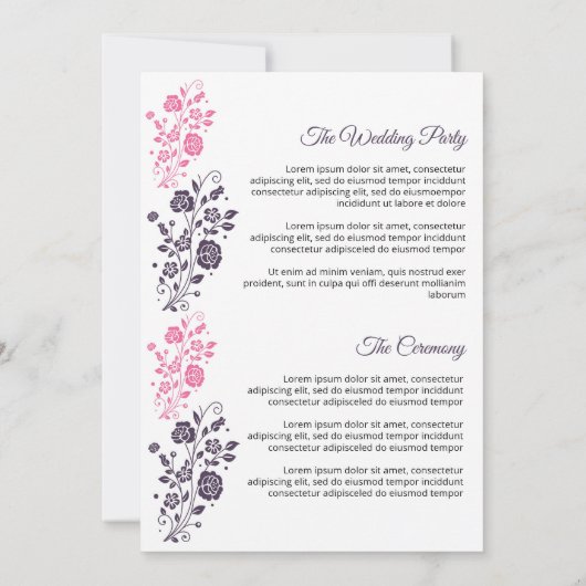 Bloemen Bruiloftsfan Programma Sjabloon (Achterkant)