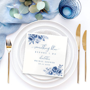 Bloemen Bruiloftsfeest Blauw Servet