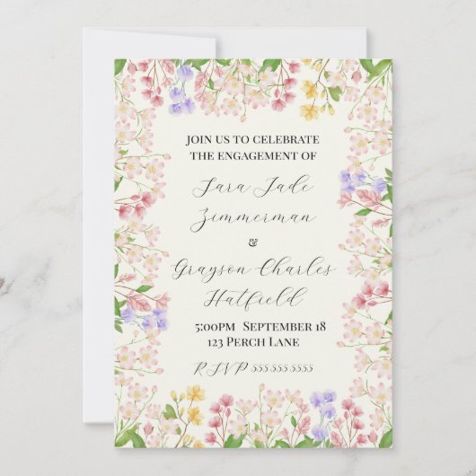 Bloemen bruiloftsfeest uitnodiging (Voorkant)