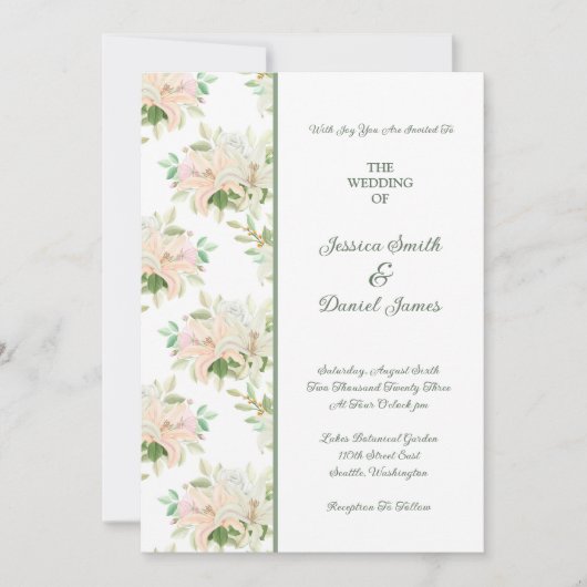Bloemen Bruiloftsinvitaties Kaart (Voorkant)