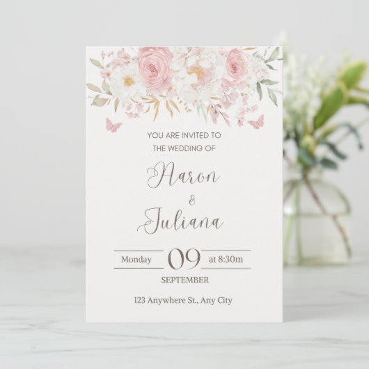 Bloemen bruiloftsinvitaties kaart (Staand voorkant)
