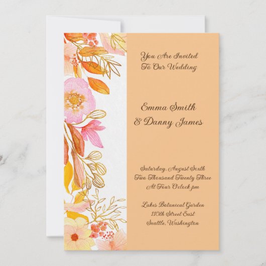 Bloemen Bruiloftsinvitaties Kaart (Voorkant)