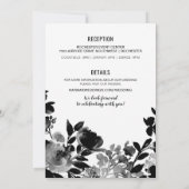 Bloemen Bruiloftsinvitaties voor 's Avonds (Zwart Kaart (Achterkant)